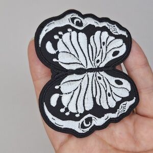 Skull butterfly patch iron on wearable art accessory